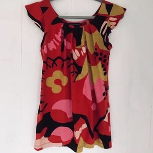 French Connection Abstract Floral Pleated Top